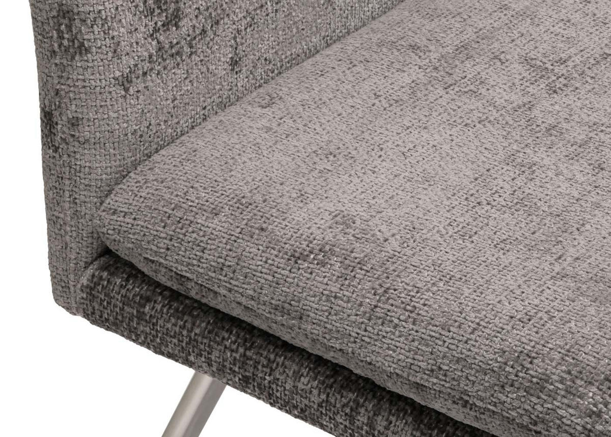 SITZBANK 90x160x58cm Sitzhöhe 50cm Lehne Stoff/Textil Chenille Edelstahl gebürstet 160cm Dunkelgrau - Dunkelgrau, Textil (160/90/58cm) - BERLINLODGE