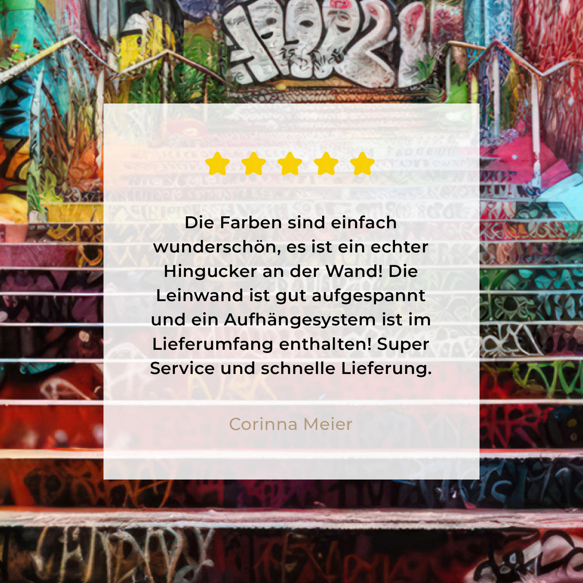 LEINWANDBILD Treppe - Graffiti - Farben - Kunst Wandbilder 80x60 cm - Multicolor, Textil (80/60cm) - MuchoWow