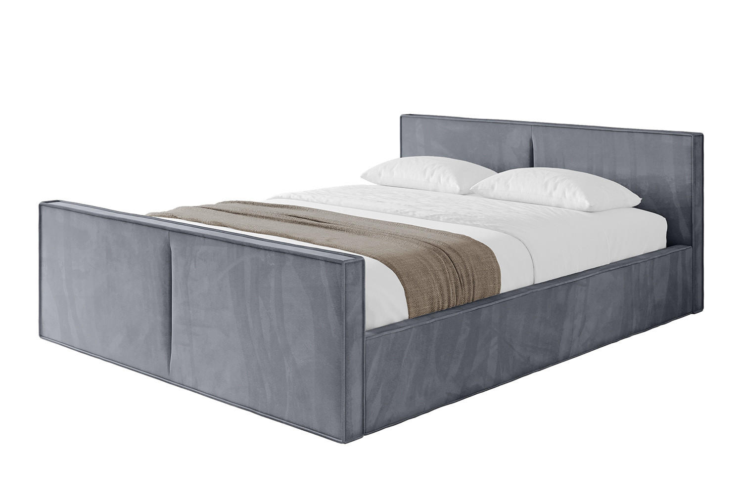 POLSTERBETT mit Bettkasten, Fußteil und Lattenrost, Boxbett mit Matratze H3/H4 - EMMI-Z-V1 180x200 Grau - Grau, Holzwerkstoff/Textil (180/200cm) - ALTDECOR
