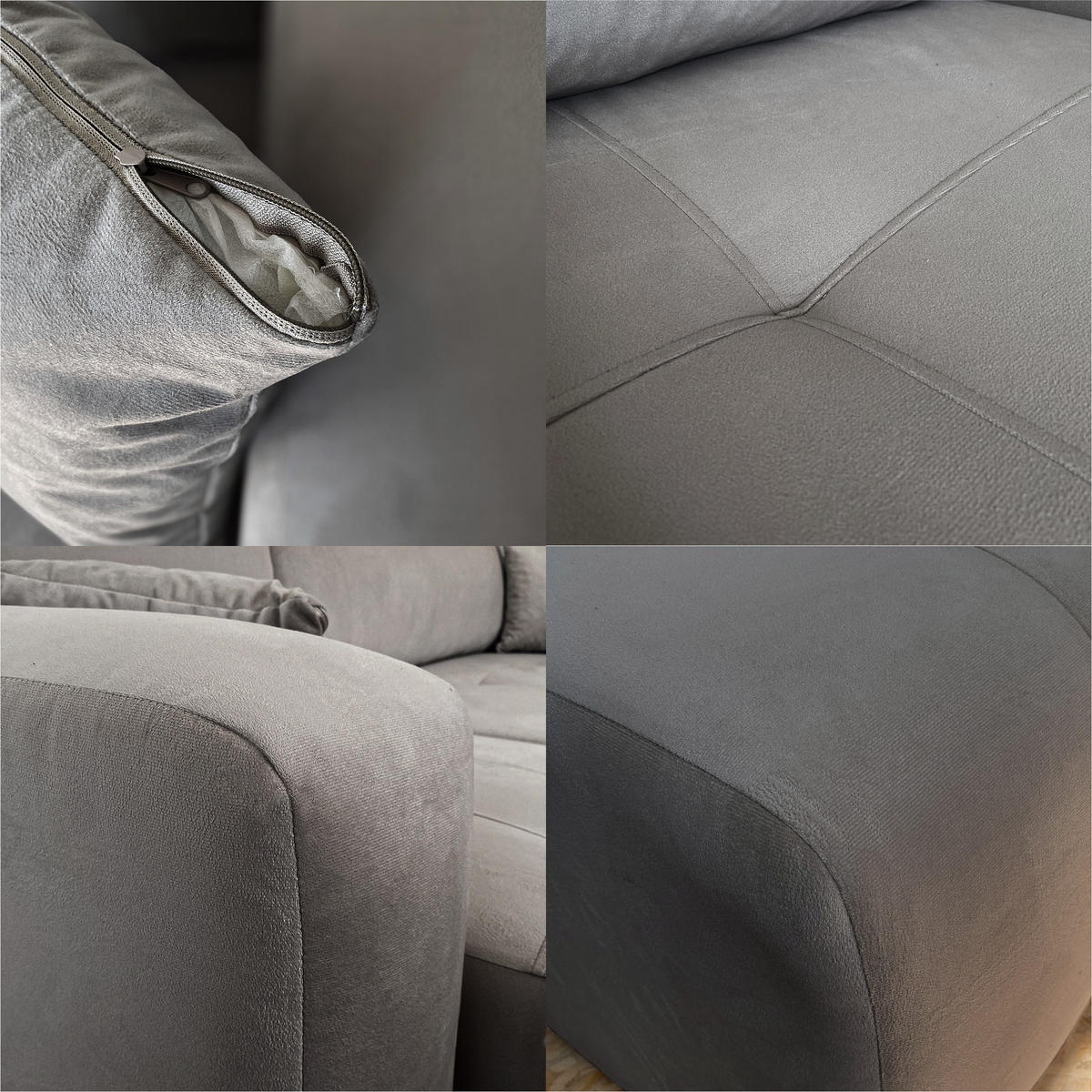 ECKSOFA Dunkelgrau Velours mit Bettkasten und Schlaffunktion - Dunkelgrau, Textil (248/145cm) - Idohome