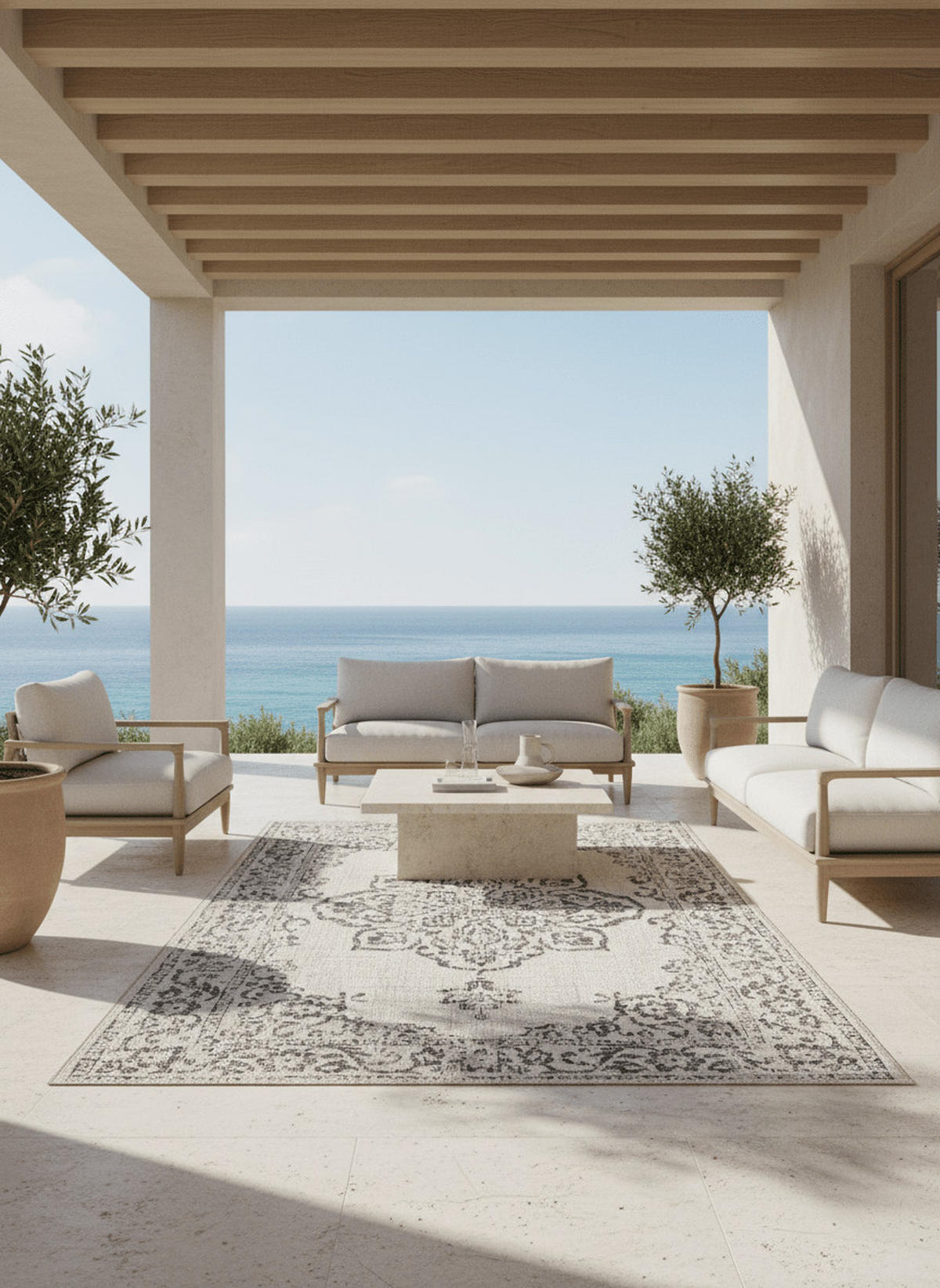 INDOOR-OUTDOOR-TEPPICH im schicken Boho-Stil grau - Grau, Textil (120/170cm) - AFK Living