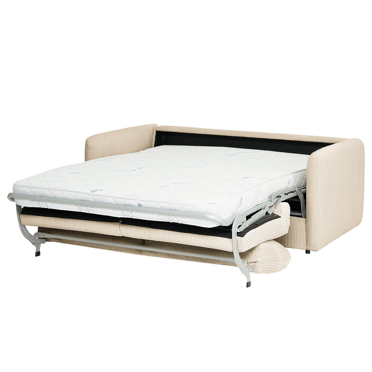 SCHLAFSOFA mit Matratze - Creme/Schwarz, Kunststoff/Textil (194/86/104cm) - home24