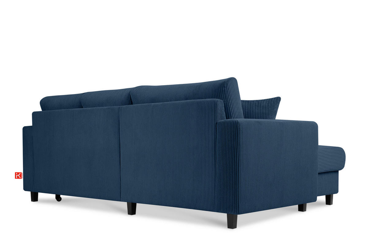 ECKSCHLAFSOFA EGRET Links mit Bettkasten, Cord-Stoff, marineblau - Blau/Grün, Textil (234/90cm) - KONSIMO®