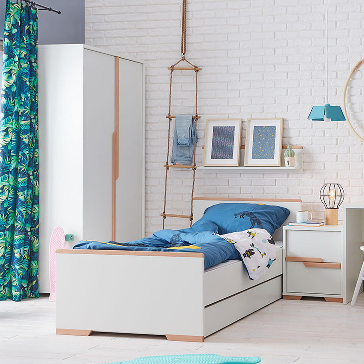 POSTEL bílá a dřevo - bílá, kompozitní dřevo - Petits-meubles