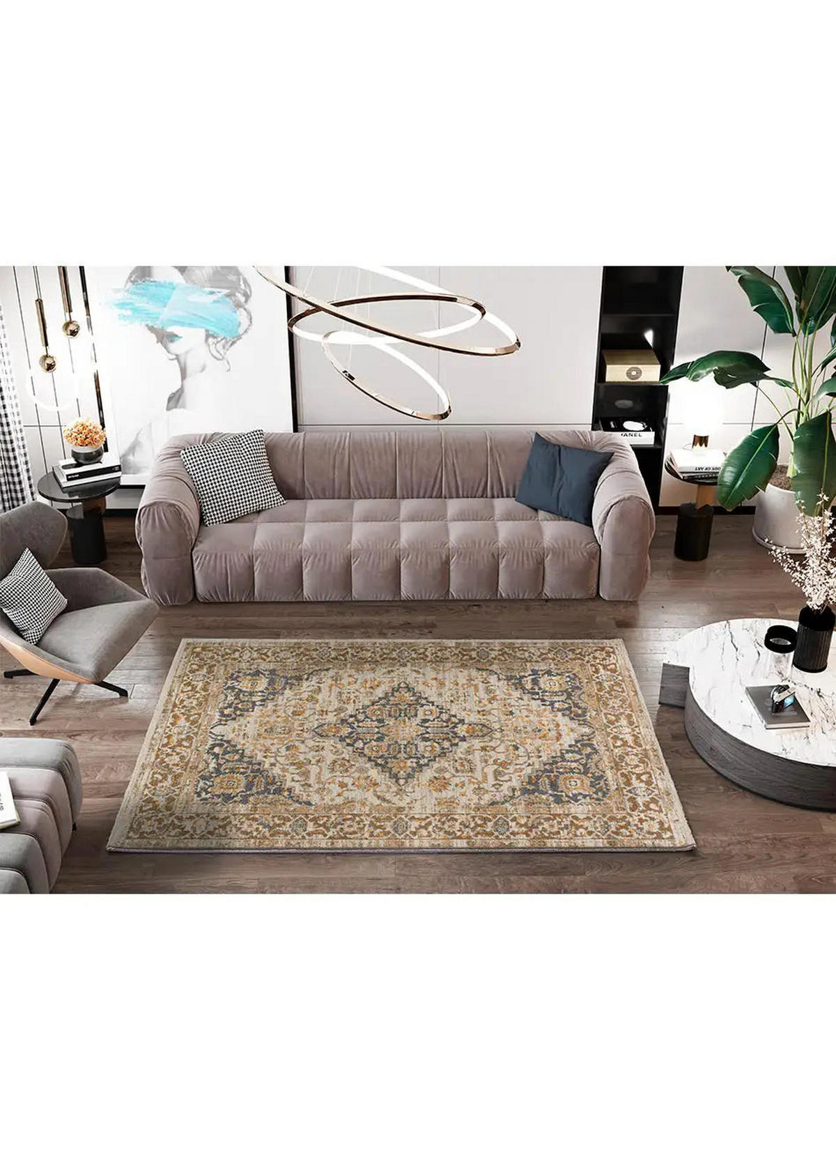 VINTAGE-TEPPICH Beige / Grau Delta 160/230 cm - Beige/Grau, Naturmaterialien/Textil (160/230cm) - Atticgo