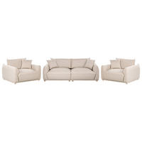 SET CANAPELE cu 5 locuri textil bej Jubek - bej, material textil (220/75/104cm) - Beliani
