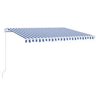 MARKISE Manuell Einziehbar 400x350 cm Blau und Weiß - Blau, Metall (400/1/400cm) - furnicato