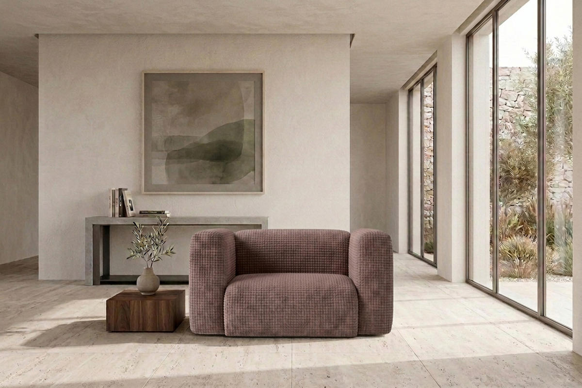 WOHNZIMMERSESSEL aus Chenille-Stoff Cremona, Taupe, GRETA - Taupe, Holz (137/70/89cm) - Kaiser Möbel