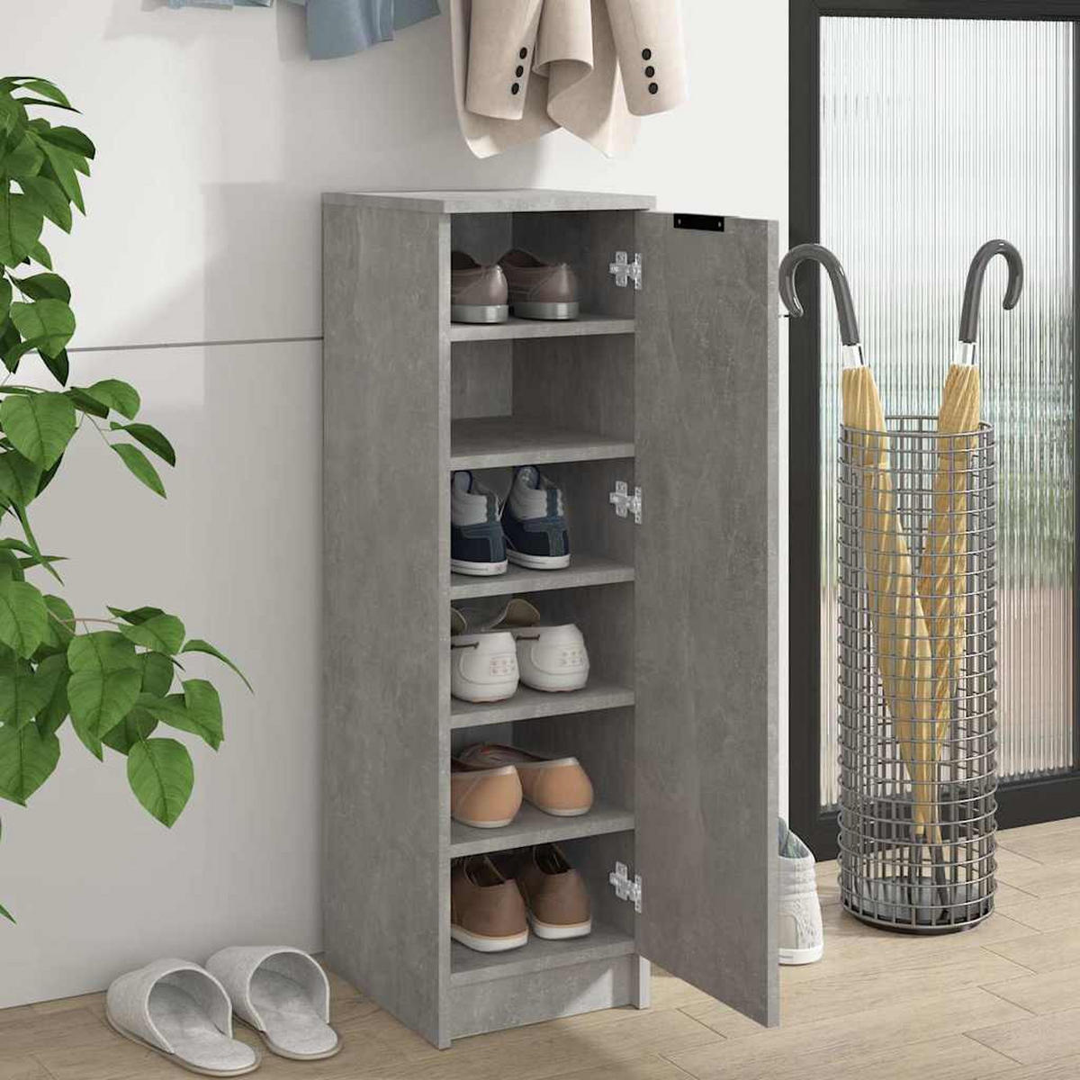 SCHUHSCHRANK Betongrau 30/35/100 Cm Holzwerkstoff - Grau, Holzwerkstoff (35/100/30cm) - vidaXL