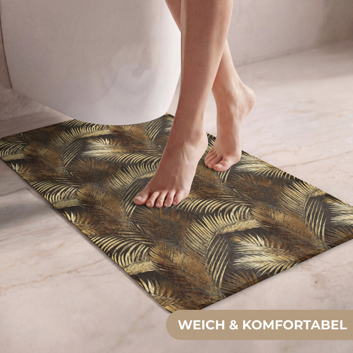 WC PŘEDLOŽKA Tropical - Listy - zlaté 50x80 cm - zlatá, textil/plast (50/1cm) - OnlyWow