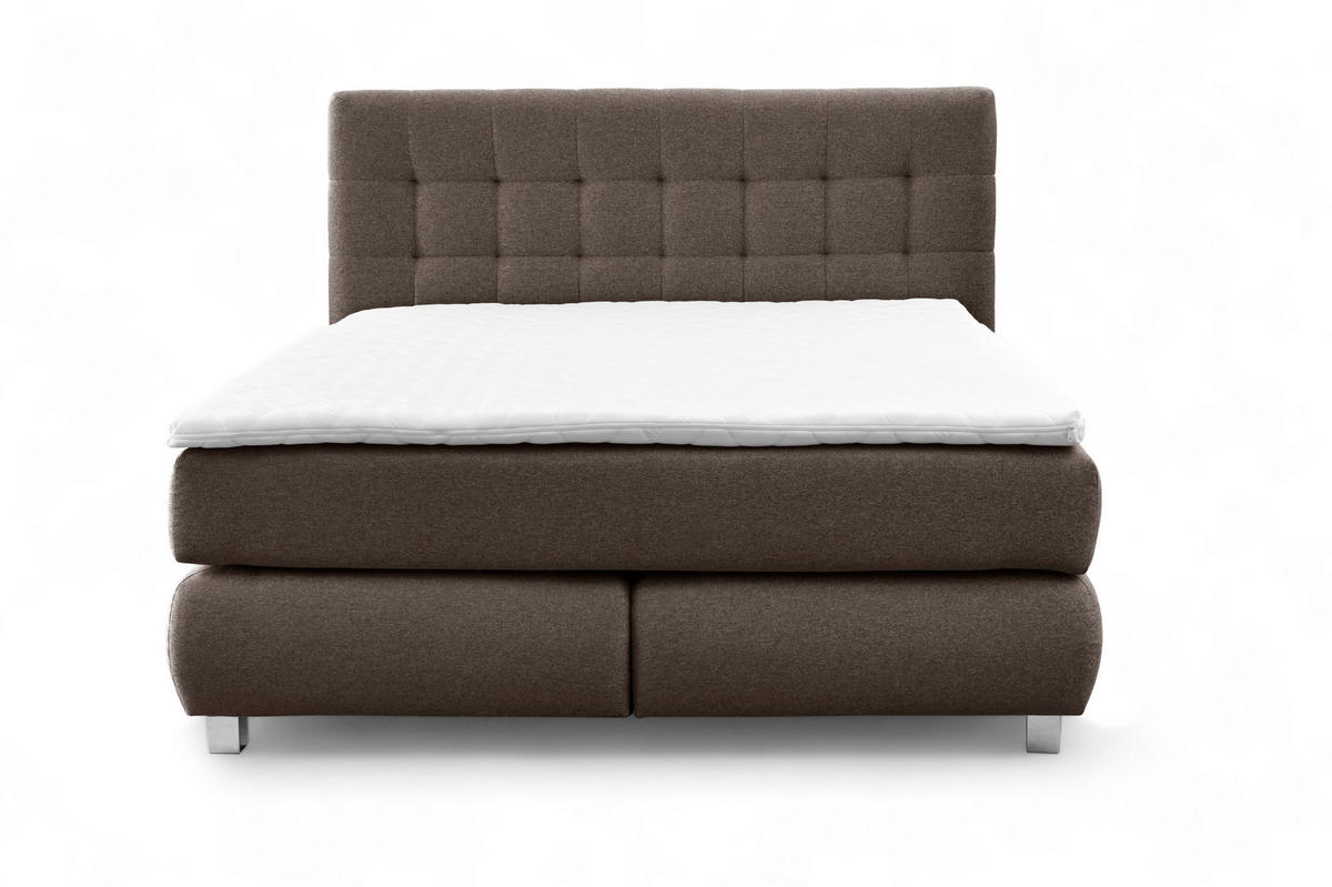 BOXSPRINGBETT Ben mit Pocketmatratze und Bonellmatratze inkl. Topper - Braun, Textil (160/200cm) - AN-Moebel 4u