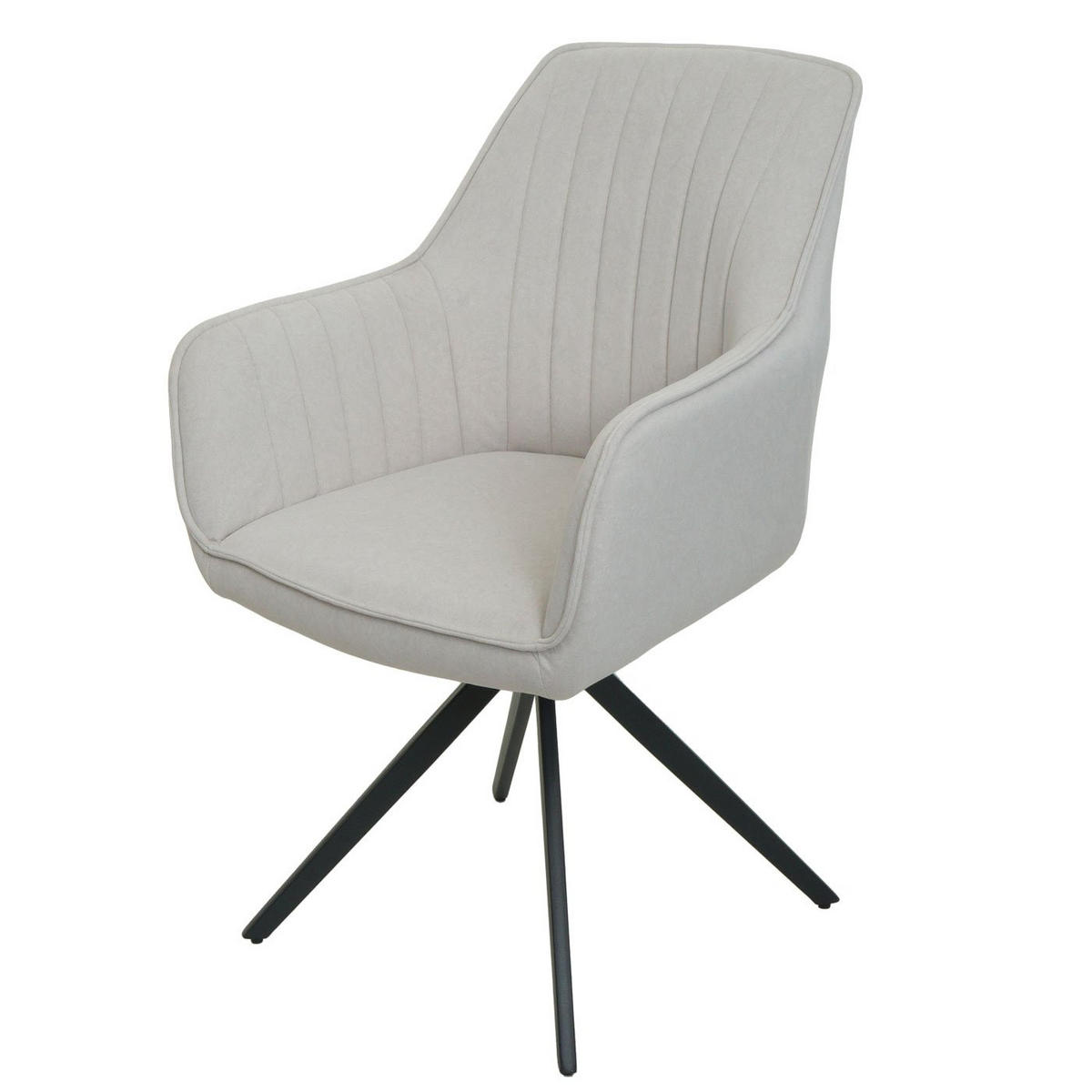 ESSZIMMERSTUHL 6er-Set 87x58x55cm Sitzhöhe 46cm drehbar Auto-Position Stoff/Textil Creme-Beige - Beige, Textil (58/87/55cm) - CHEFGASTRO