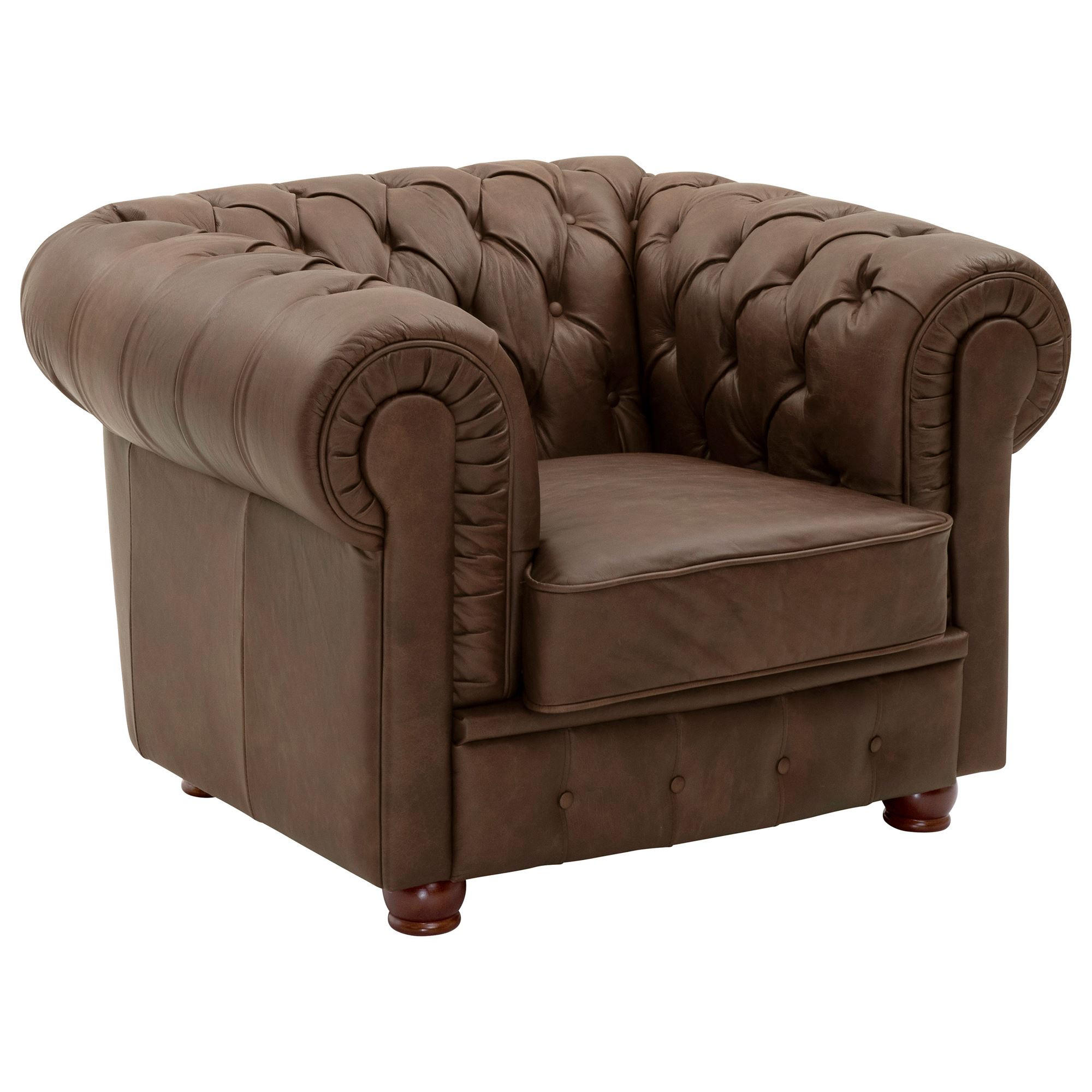 POLSTERSESSEL Kalea Echtleder (Antikoptik) braun - Braun, Leder (98/76/110cm) - 58aufmkessel