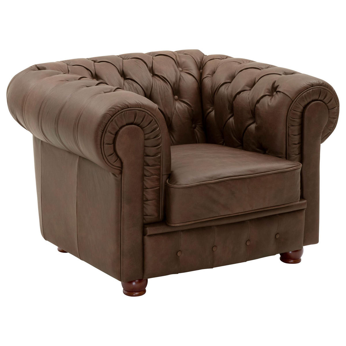 POLSTERSESSEL Kalea Echtleder (Antikoptik) braun - Braun, Leder (98/76/110cm) - 58aufmkessel