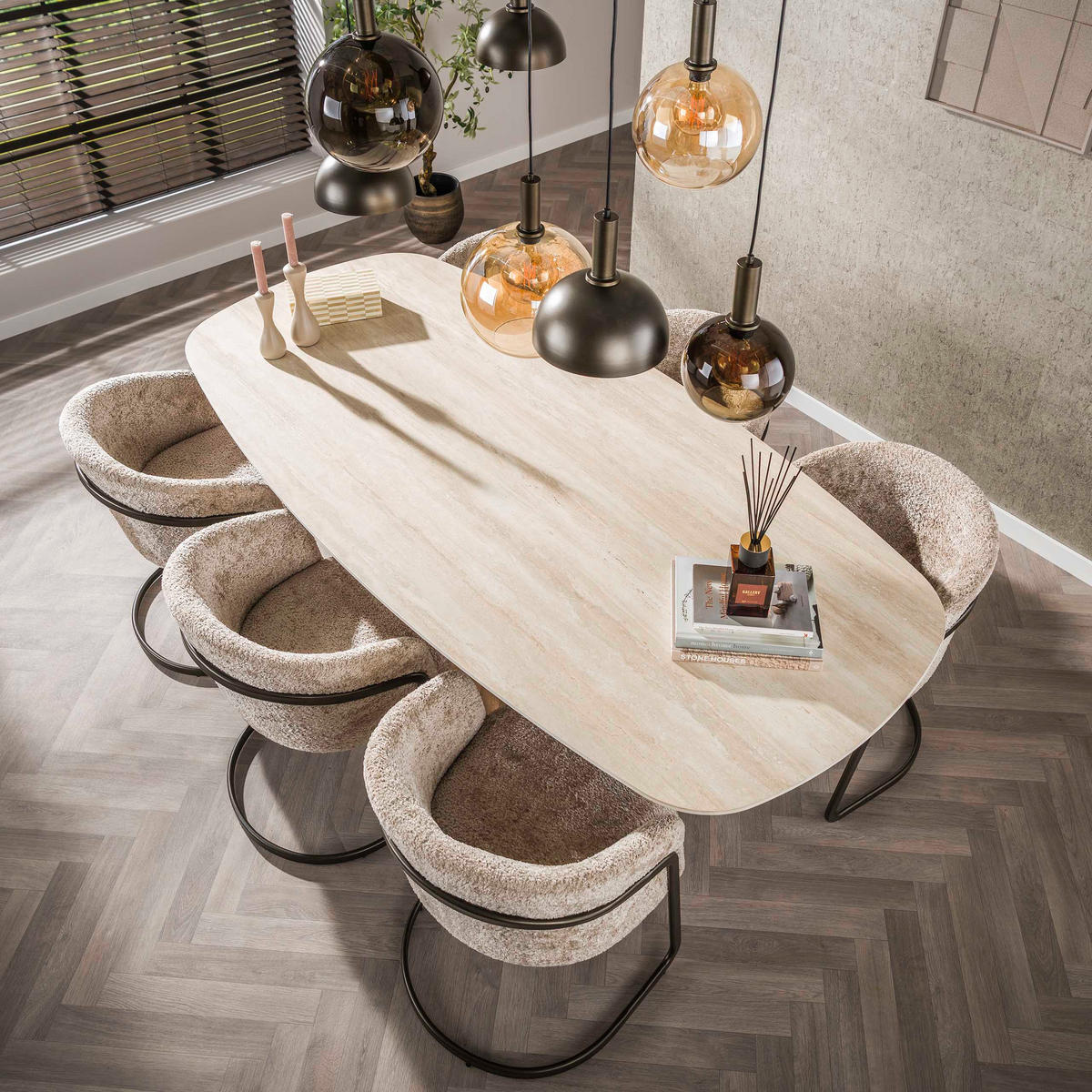 ESSZIMMERTISCH Centro 89D 105/215/77 cm - Beige, Keramik (105/215/77cm) - Hoyz Collection