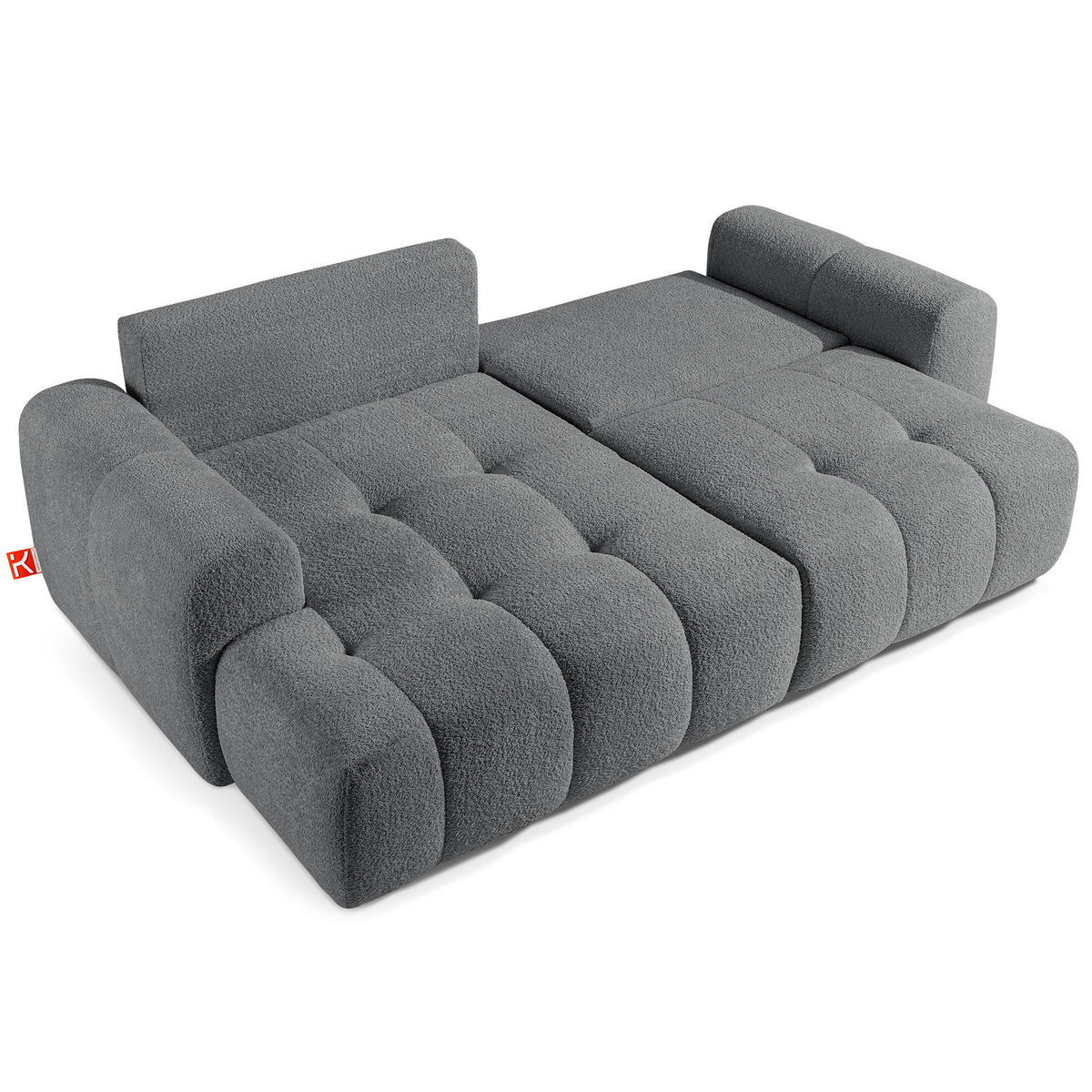 ECKSOFA LINKS RAVIA, Bouclé, Dunkelgrau - Dunkelgrau, Holz/Textil (256/104cm) - KONSIMO®