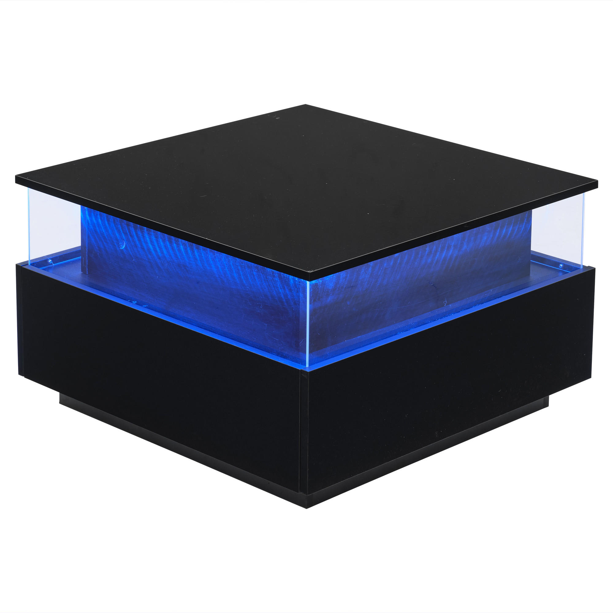 COUCHTISCH DE-033 LuxGlow Schwarz - Schwarz, Holzwerkstoff (70/70/41cm) - ComfortXL