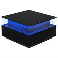 COUCHTISCH DE-033 LuxGlow Schwarz - Schwarz, Holzwerkstoff (70/70/41cm) - ComfortXL