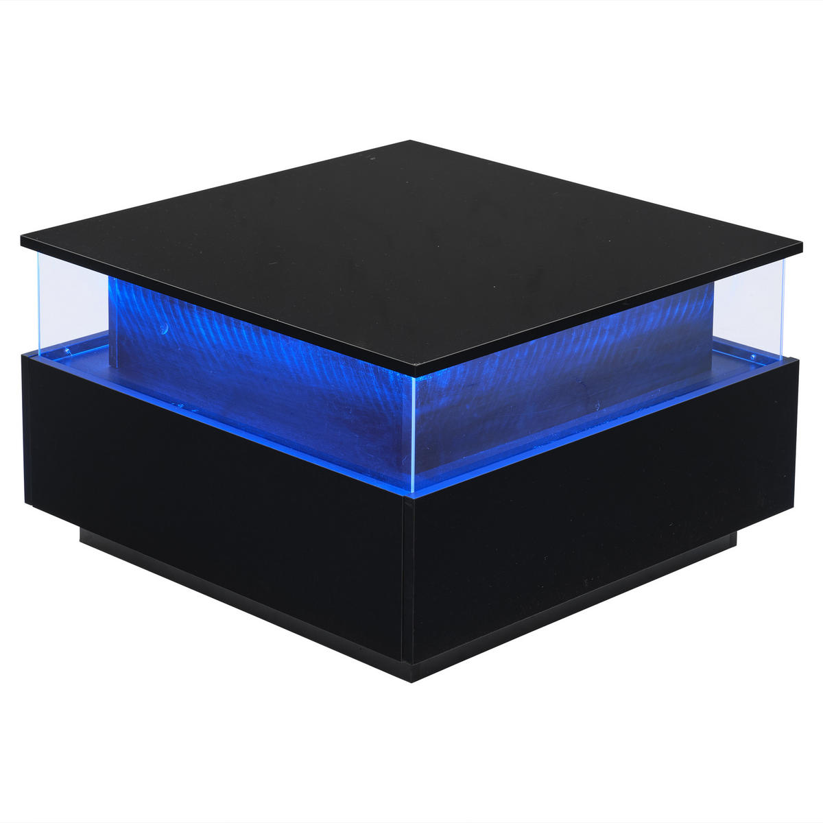 COUCHTISCH DE-033 LuxGlow Schwarz - Schwarz, Holzwerkstoff (70/70/41cm) - ComfortXL