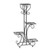 PFLANZENREGAL aus Metall 4-stufiger für drinnen und draußen, Garten, Terrasse, Schwarz - Schwarz, Metall (52/93/21cm) - Kaket