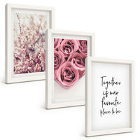 BILDER SET 3er Set - 20x30 cm Weißer Rahmen - Blumensträuße aus Rosen mit einer Inschrift - Weiß, Kunststoff (20/30cm) - TULUP