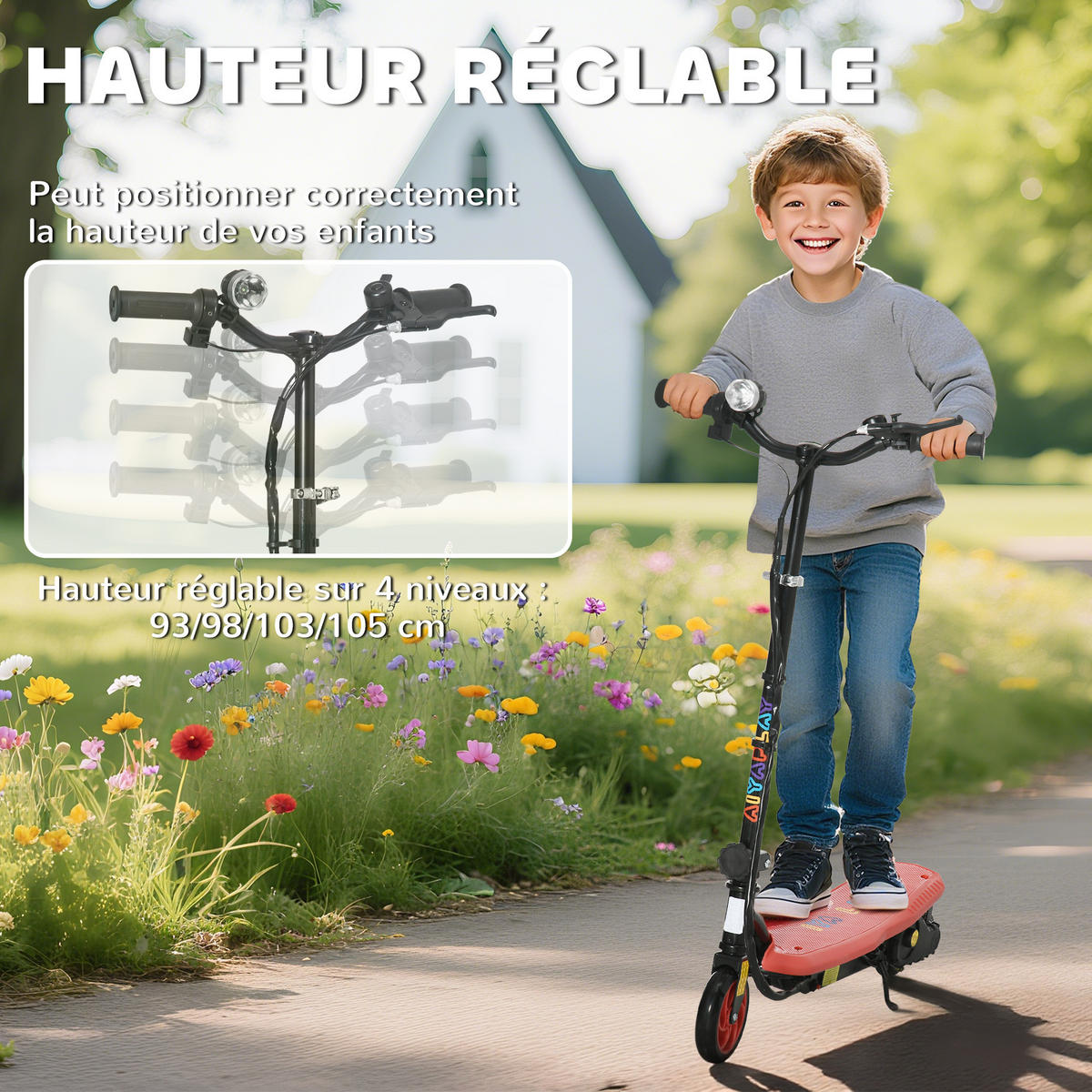 KINDERSCOOTER DE-16981 klappbar 120 W 12 km/h Rot - Rot, Metall (75/48/105cm) - ComfortXL