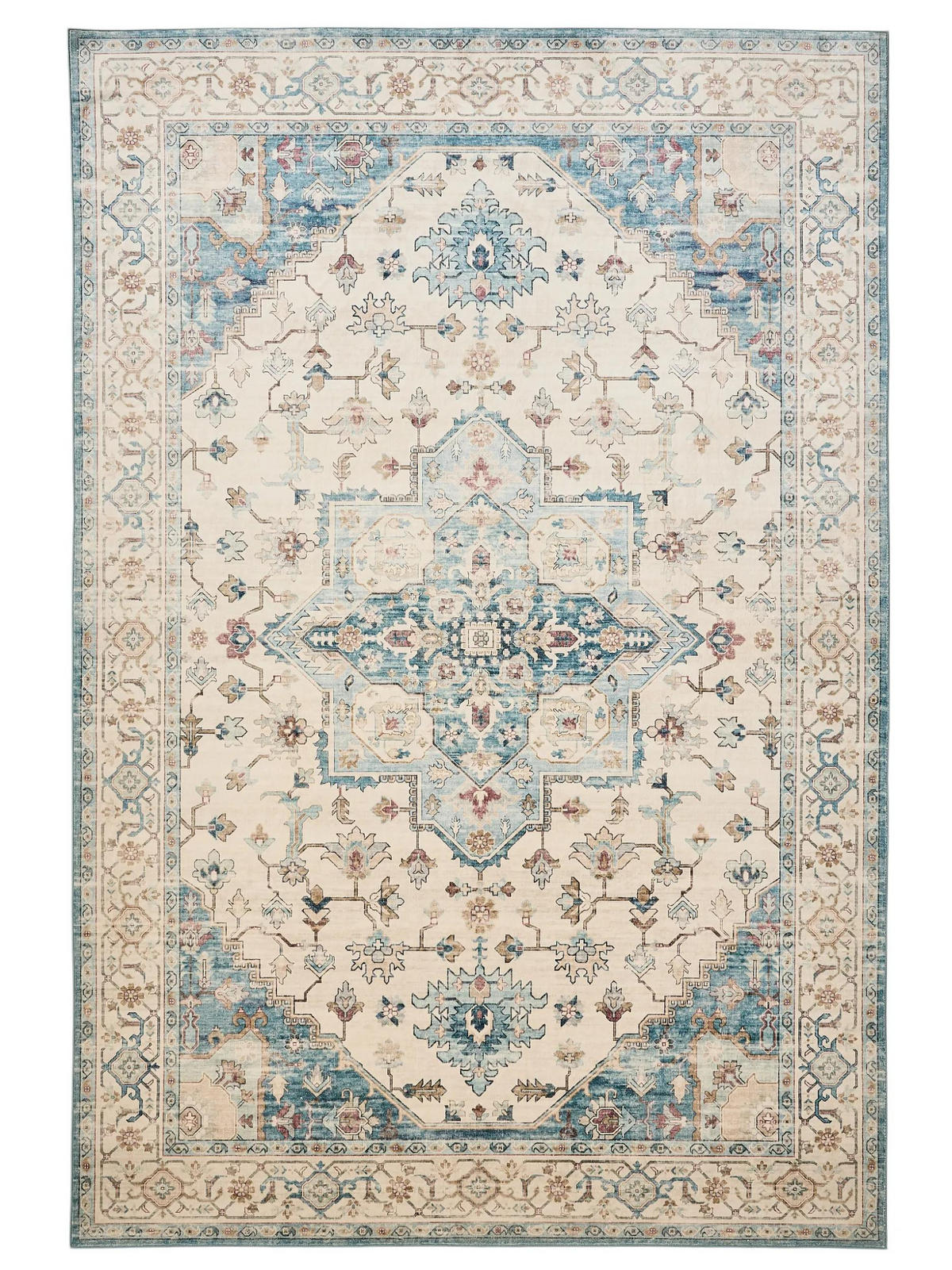 VINTAGE-TEPPICH Miray waschbar 200/300 cm - Blau/Multicolor, Kunststoff (200/300cm) - benuta Nest