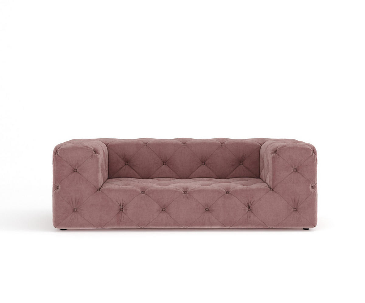 2-SITZER-SOFA Cosimo Rosa Samtstoff - Schwarz/Rosa, Holz/Holzwerkstoff (193/71/100cm) - Maison de Reve