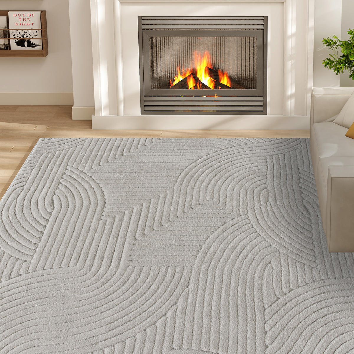 TEPPICH DE-14379 Hoch-Tief-Geometrisch, weich Grau - Grau, Textil (160/230cm) - ComfortXL