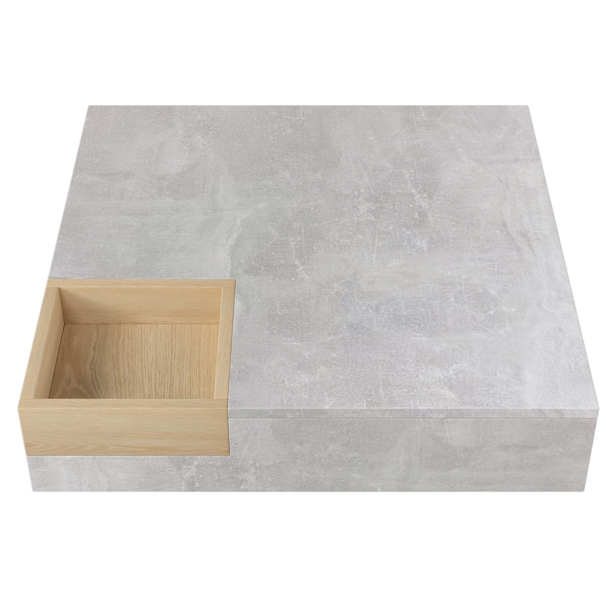 COUCHTISCH 72/72/30 cm in Betongrau und Holzfarbe aus Spanplatte mit Aufbewahrungsbox - Grau, Holzwerkstoff (72/72/30cm) - OKMYHOME