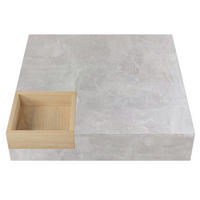 COUCHTISCH 72/72/30 cm in Betongrau und Holzfarbe aus Spanplatte mit Aufbewahrungsbox - Grau, Holzwerkstoff (72/72/30cm) - OKMYHOME