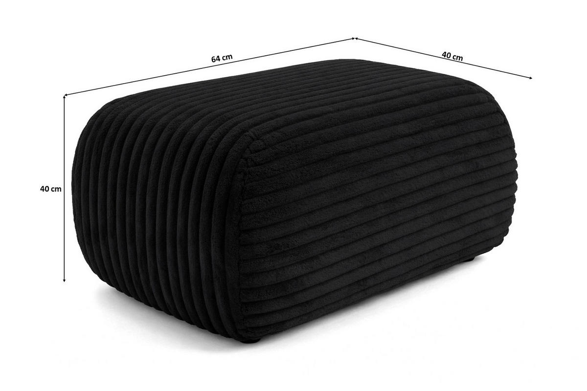 HOCKER Sitzpouf Für Wohnzimmer, Cordstoff Tilia, Schwarz, BIS - Schwarz, Holz (64/40/40cm) - Kaiser Möbel