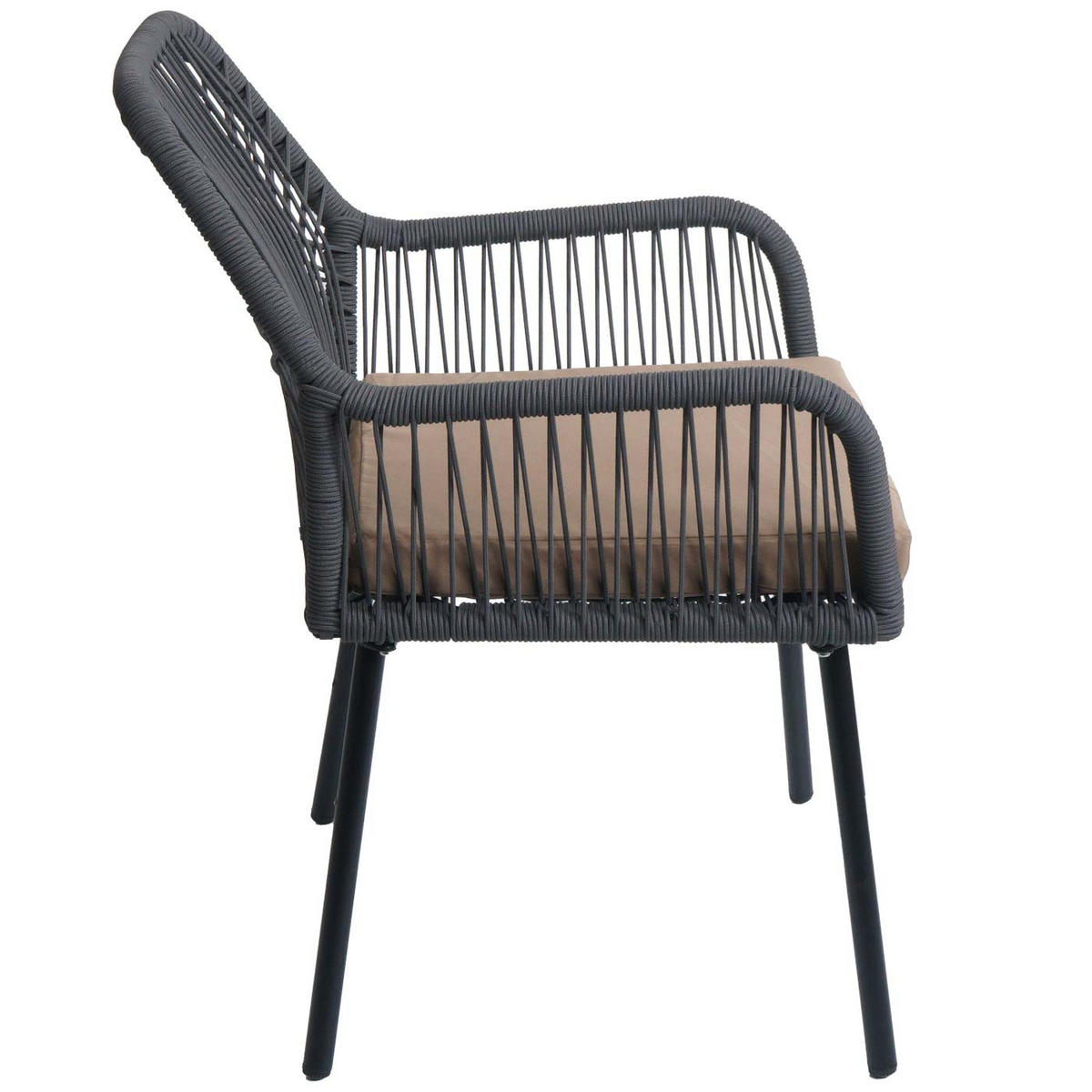 GARTENSTUHL 2er-Set 81x54x62cm Aluminium Seilgeflecht Rope Anthrazit - Beige, Metall (54/81/62cm) - PROREGAL