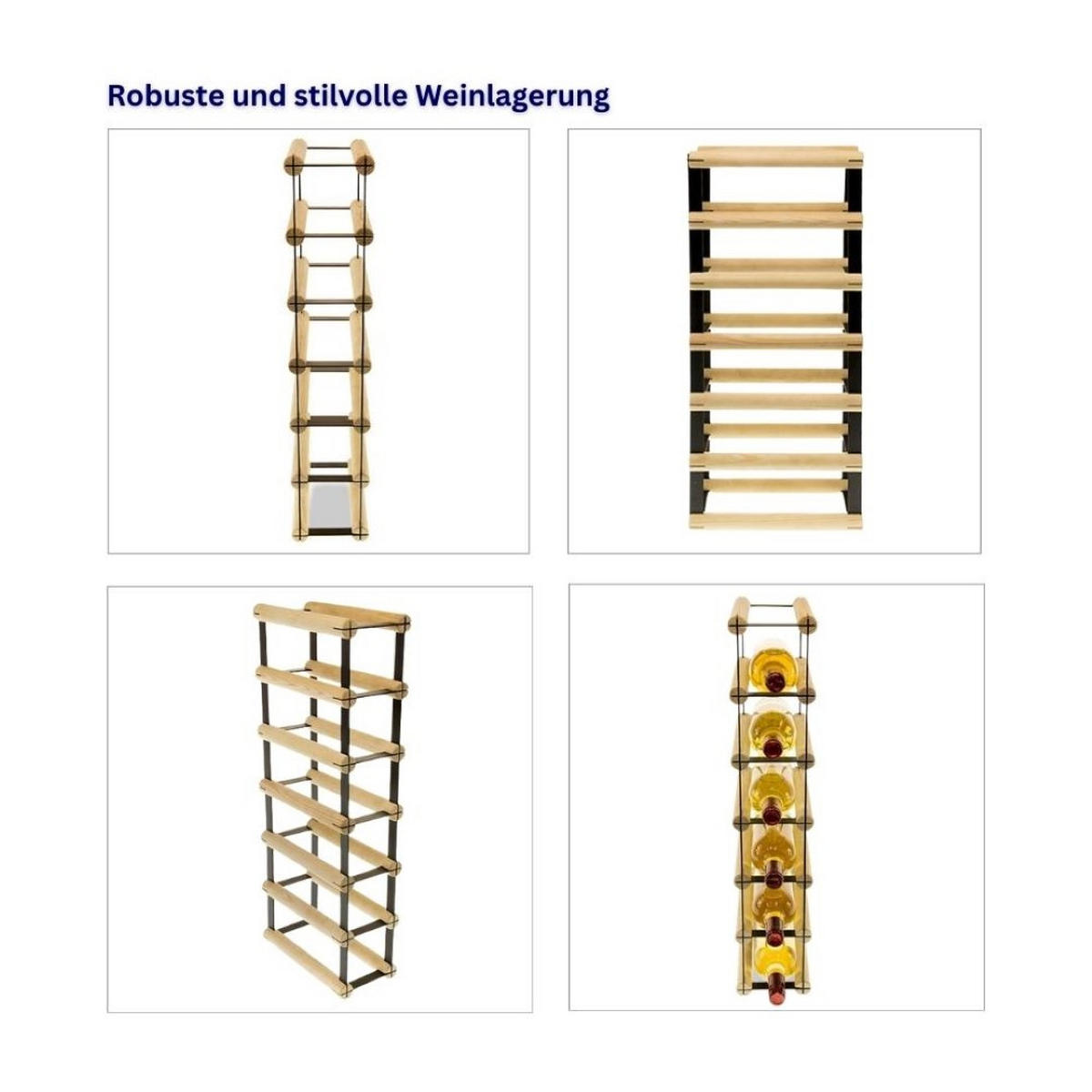 WEINREGAL Vinotega Mod Metal 62,5x12,5x24,5 cm 1x6 Flaschen Massives Kiefernholz Braun Geölt - Braun, Holz (12.5/62.5/24.5cm) - PROREGAL
