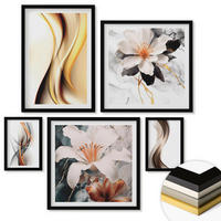 WANDBILDER 5er-Set - 50x50 cm & 20x30 cm & 40x60 cm Schwarzer Rahmen - Charmante Straßen und Pizza - Schwarz, Kunststoff (40/60cm) - ArtPrintCave
