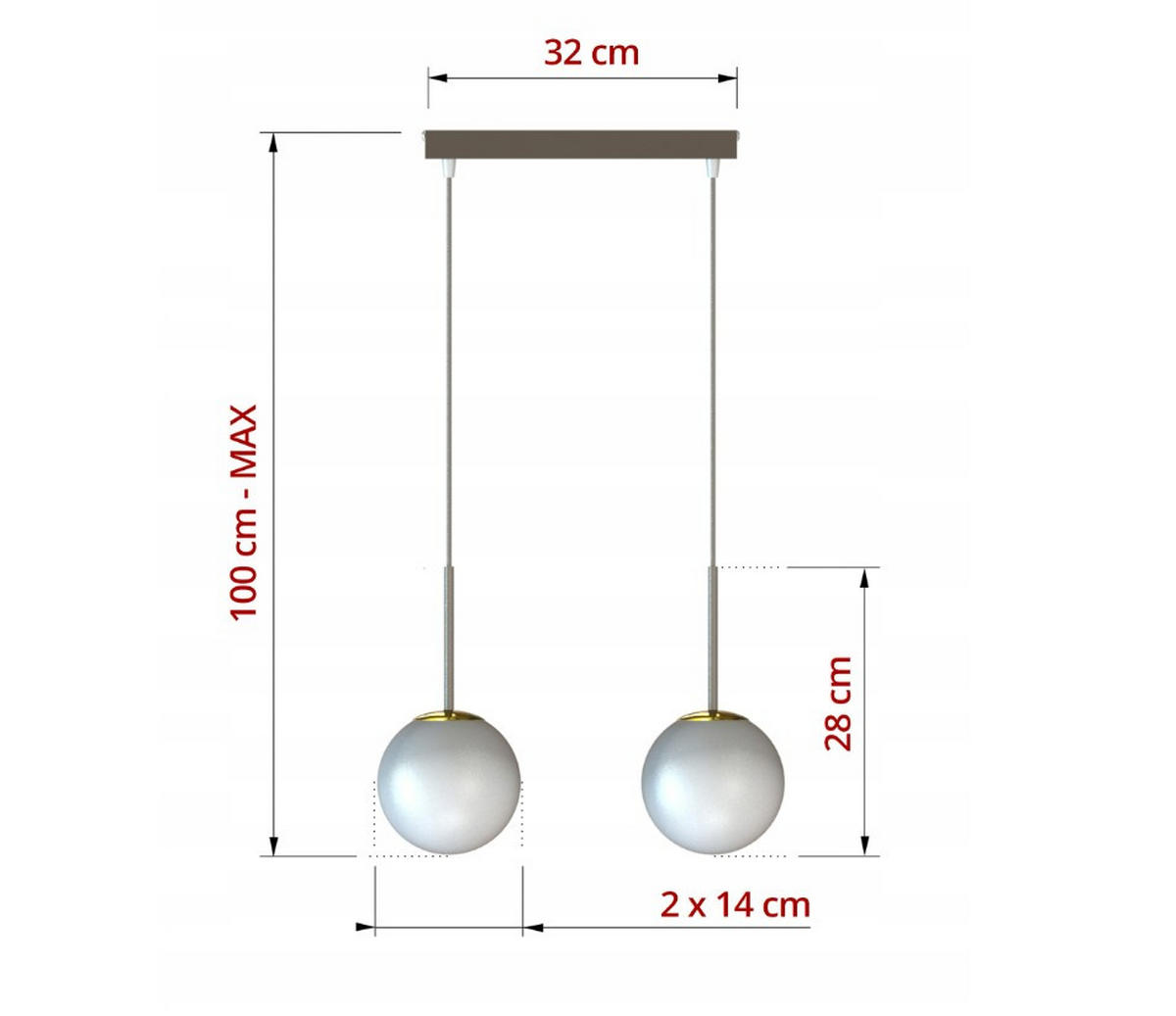 PENDELLEUCHTE ECRU II - Beige/Goldfarben, Glas/Metall (32/14/100cm) - kiki design