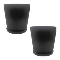 2XBLUMENTOPF - Schwarz, Kunststoff (20cm) - Relaxdays