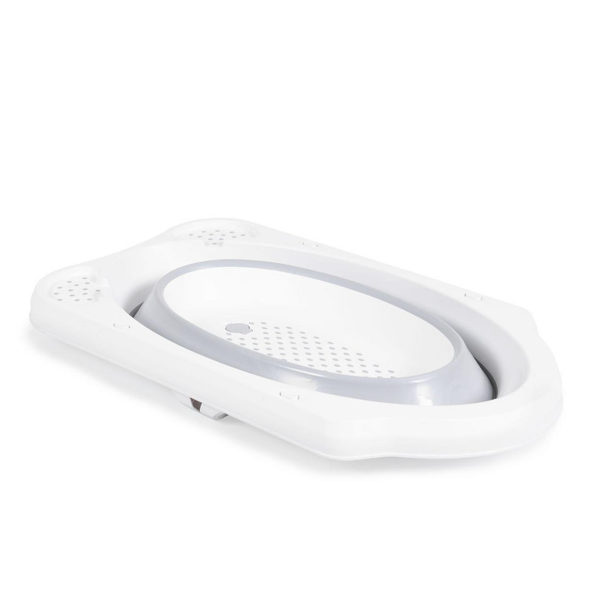 BABYBADEWANNE Maui grau 84 cm lang, Wasserablauf, Ablagefächer - Grau, Kunststoff (48/84cm) - Cangaroo