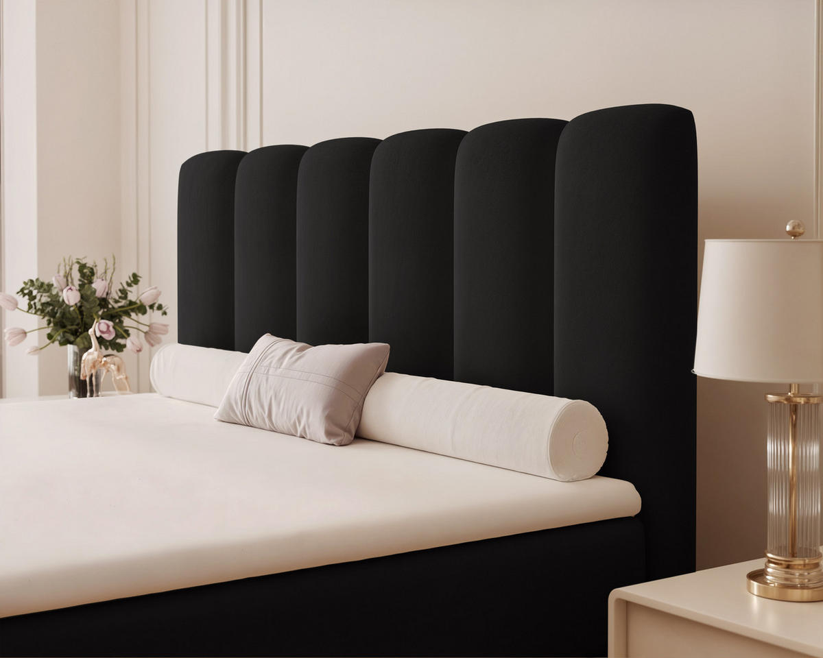BOXBETT FERRERO 160/200 cm, in Schwarz, mit Matratze - Schwarz, Textil (160/200cm) - Idohome