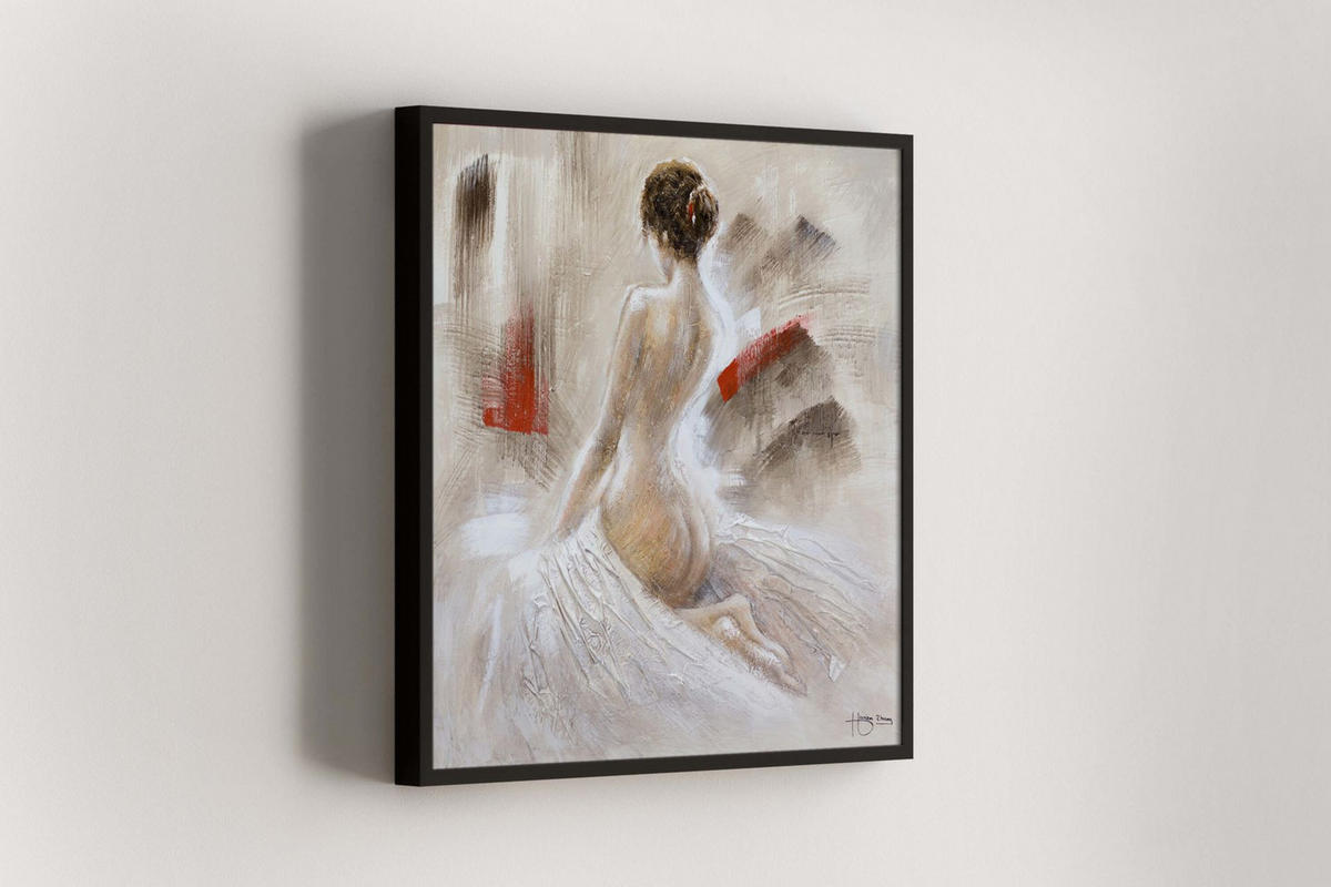 ACRYLBILD HANDGEMALT 80/80 cm - Beige, Holz/Textil (80/80cm) - KUNSTLOFT