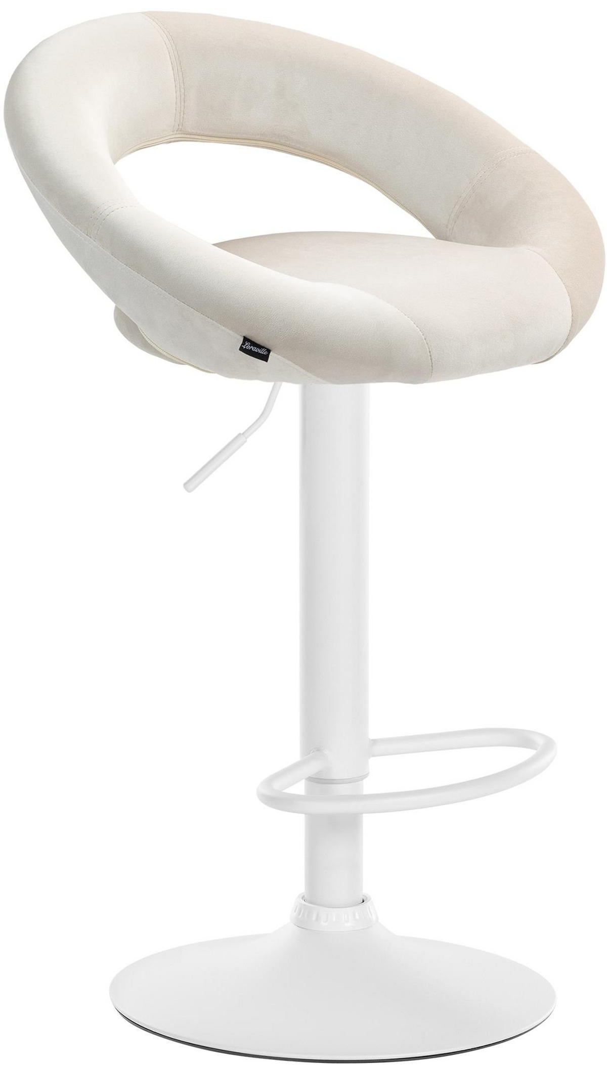 BARHOCKER Samt creme - Creme/Weiß, Textil/Metall (53/80/47cm) - CLP