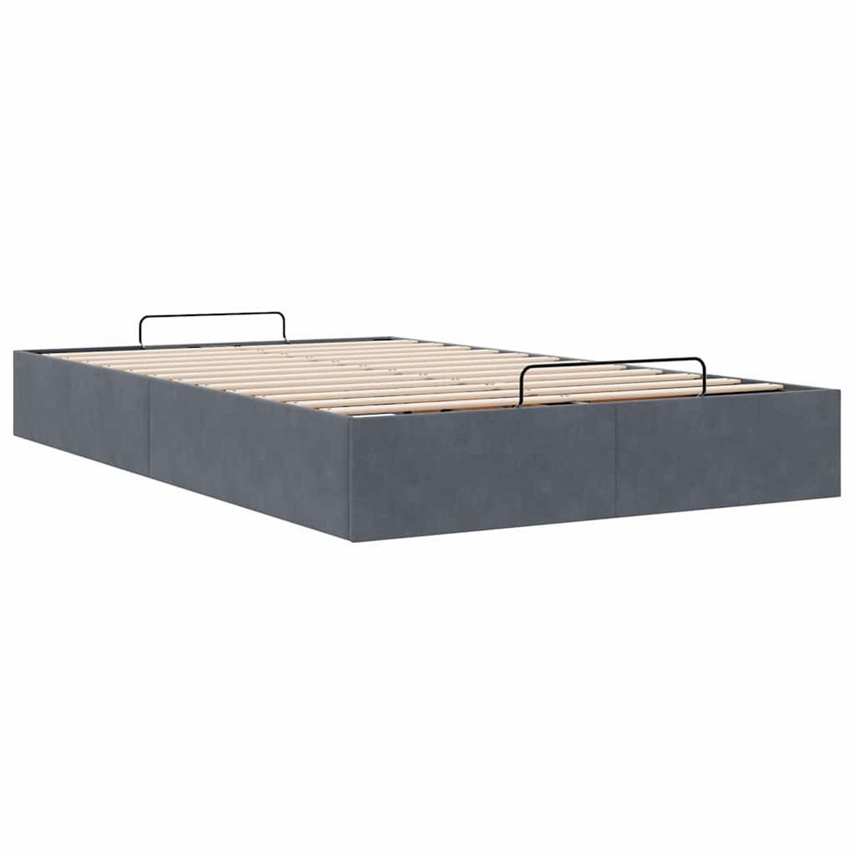 OTTOMAN-BETT Ohne Matratze Dunkelgrau 120/200 Cm Samt - Grau, Textil (120/200cm) - vidaXL