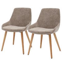 POLSTERSTUHL - 2er-Set - Webstoff / Eiche massiv - Taupe, Eichenholz/Holz (53/83/54cm) - home24
