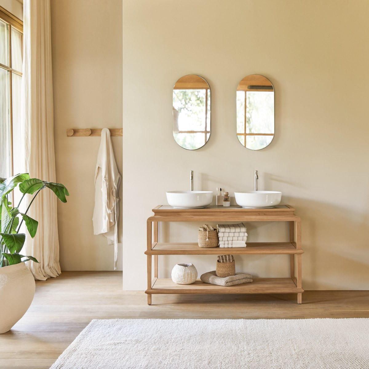 WASCHTISCHUNTERSCHRANK Achille Natur aus Teak - Naturfarben, Holz (134/80/55cm) - Tikamoon