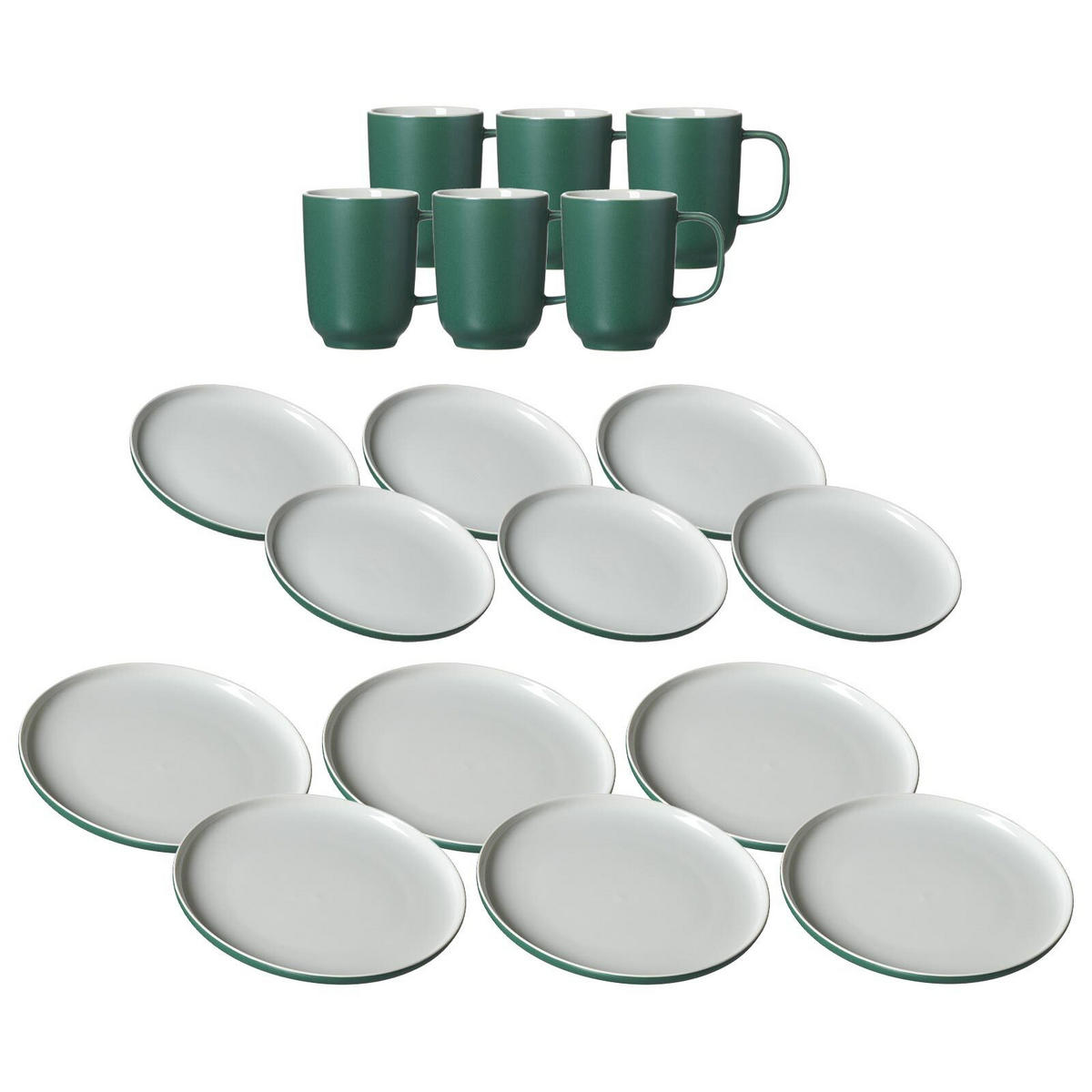 TAFELSERVICE Jasper grün 18er Set - Grün, Keramik (1/1/1cm) - Ritzenhoff Breker