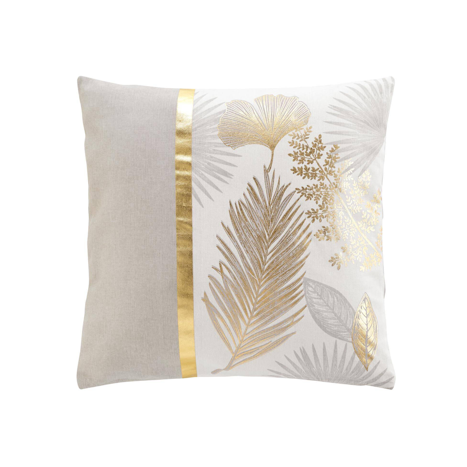 KISSENBEZUG Goldene Blätter 45/45 cm Beige - Goldfarben, Naturmaterialien (45/45cm) - Douceur d´intérieur