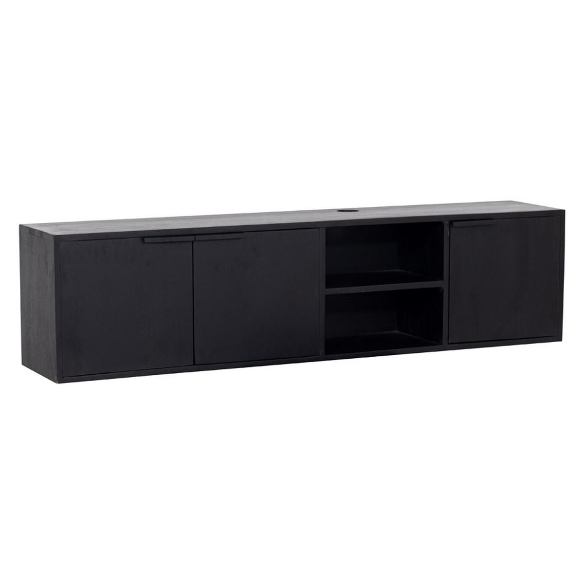 TV-MÖBEL schwebend aus Mangoholz 160cm, schwarz - Schwarz, Metall (160/40/30cm) - Giga Meubel