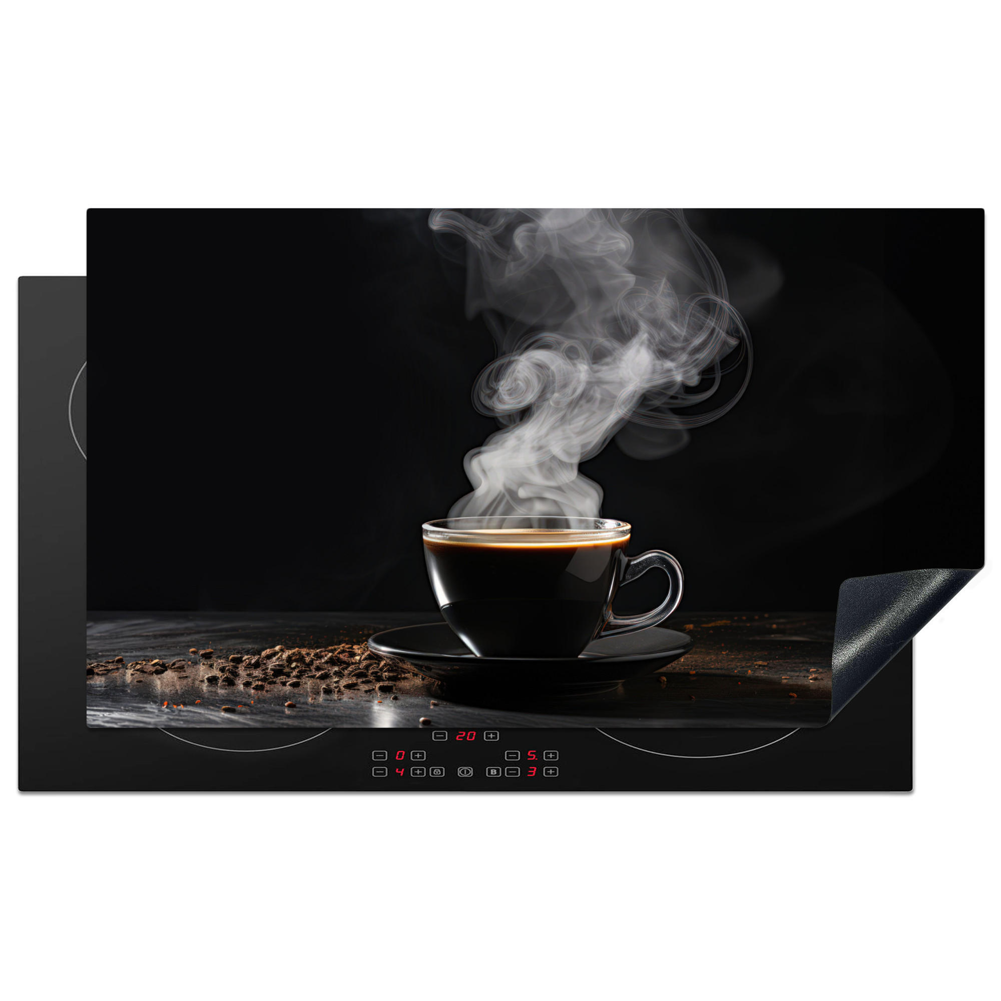 ZAŠČITA ZA INDUKCIJSKO PLOŠČO Kava 91.6x52.7 cm cm - črna, umetna masa (91.6/52.7/0.2cm) - MuchoWow
