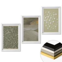 WANDBILDER 3er-Set - 40x60 cm Weißer Rahmen - Abstrakte florale Wellenmuster - Weiß, Kunststoff (40/60cm) - ArtPrintCave