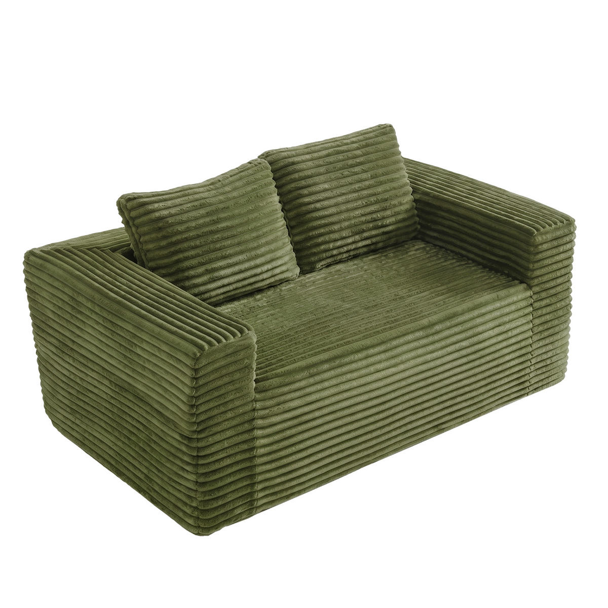 POHOVKA Zelená z manšestru, dvoumístná, bez montáže - zelená barva, textil (160/58/88cm) - Urban Meuble